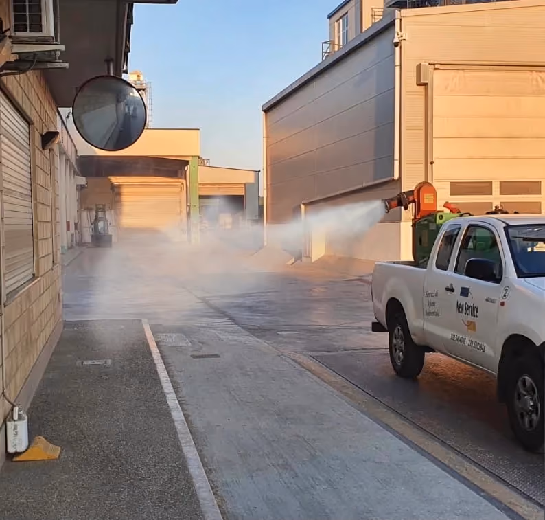 New Service vehicle during a sanitization intervention in an industrial area